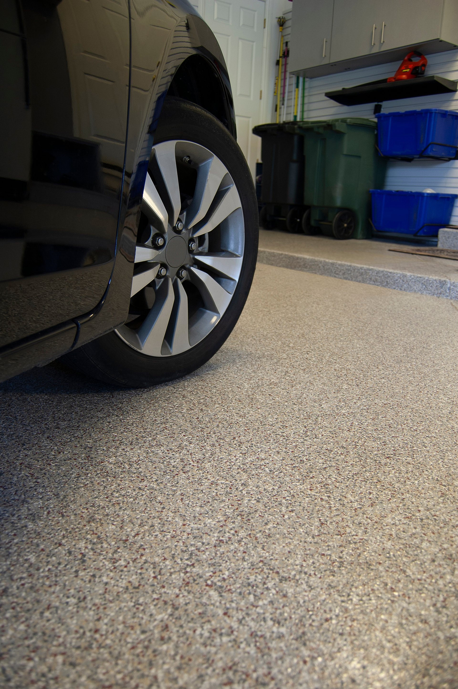 Epoxy coated garage floor