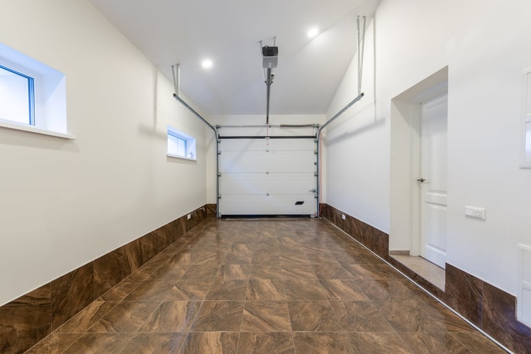 Professional epoxy flooring installation in progress